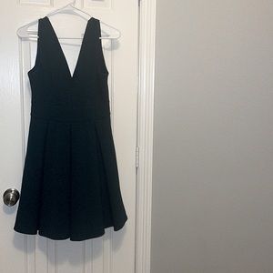 Dark Green dress gold zipper down the pleated waste large size